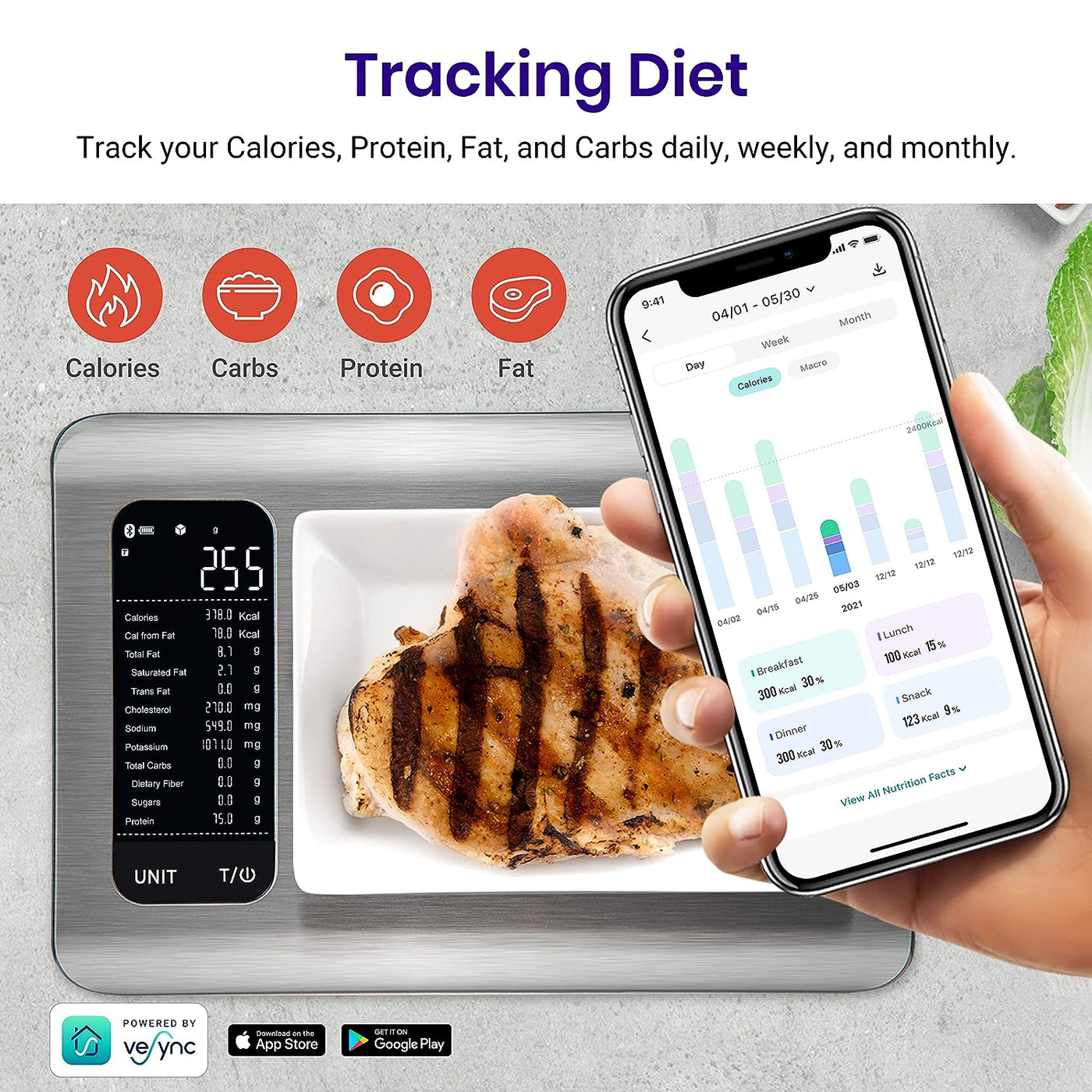 Nutrition Food Scale Smart Digital Kitchen App-Enabled iPhone
