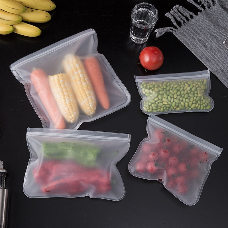 Reusable Silicone Food Storage Ziplock Bags