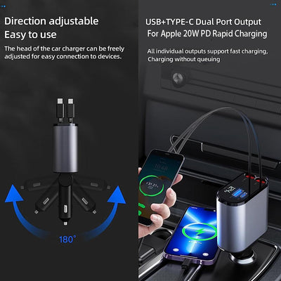 Retractable USB Car Charger